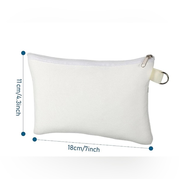 Small white canvas makeup bag with zipper and keychain ring. 💋 - Picture 3 of 3